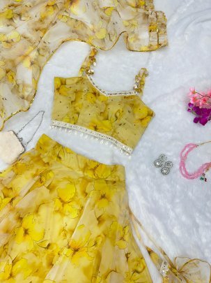 Haldi Special Digital Printed Lehenga