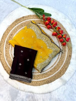 Haldi Wear Yellow Colour Embroidery Work Saree