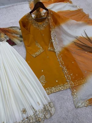 Haldi Wear Yellow Colour Palazzo Suit