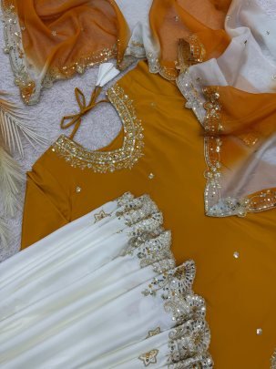 Haldi Wear Yellow Colour Palazzo Suit