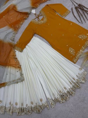 Haldi Wear Yellow Colour Palazzo Suit