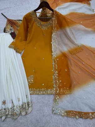 Haldi Wear Yellow Colour Palazzo Suit