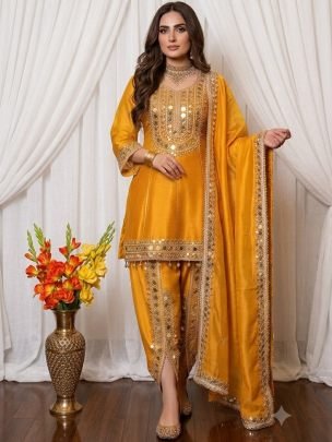 Haldi Wear Yellow Colour Ready Made Suit