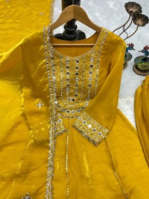 Haldi Wear Yellow Colour Ready Made Suit