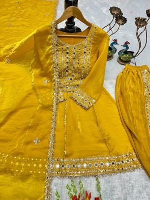 Haldi Wear Yellow Colour Ready Made Suit