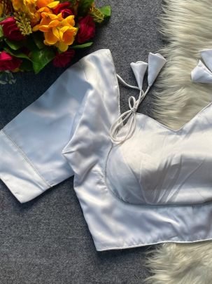 Halter Neck  White Colour Blouse