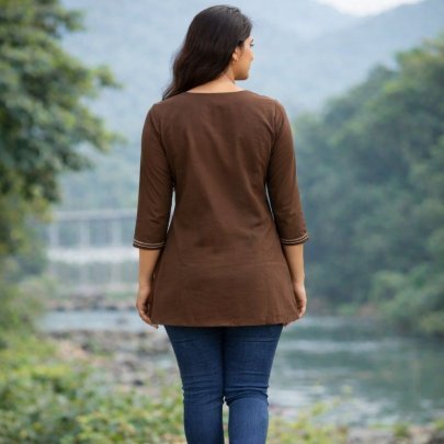 Hand Embroidery Work  Brown Ladies Top