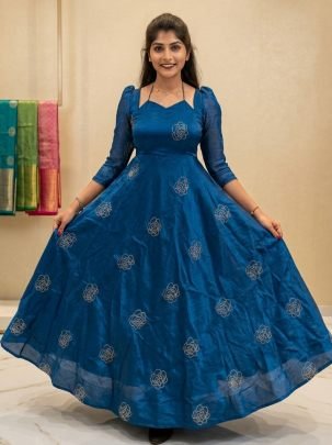Hand Sequence Work Blue Colour Gown