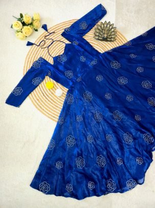 Hand Sequence Work Blue Colour Gown