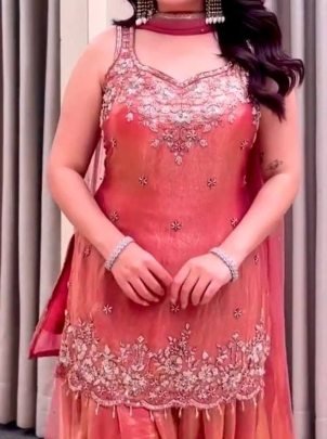 Hand Work Full Flared Palazzo Suit