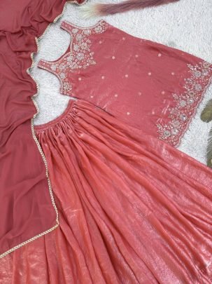 Hand Work Full Flared Palazzo Suit