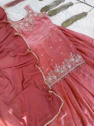 Hand Work Full Flared Palazzo Suit