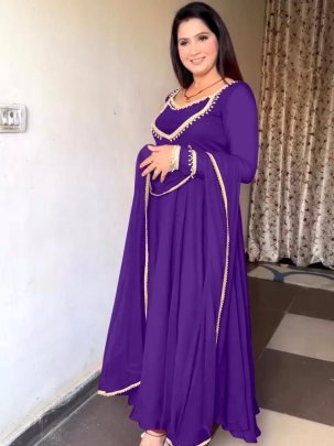 Hand-Work Purple Colour Anarkali Suit