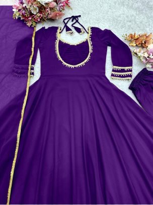 Hand-Work Purple Colour Anarkali Suit
