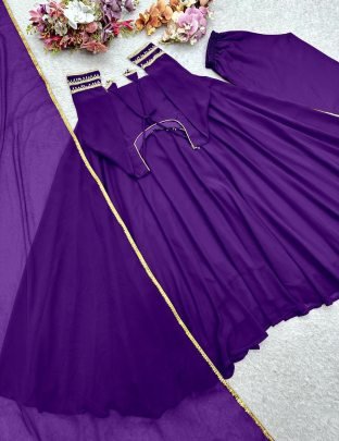 Hand-Work Purple Colour Anarkali Suit
