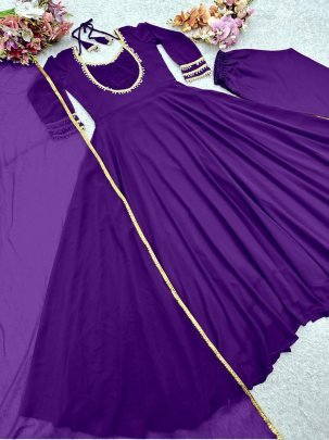 Hand-Work Purple Colour Anarkali Suit