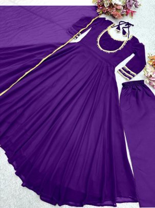 Hand-Work Purple Colour Anarkali Suit