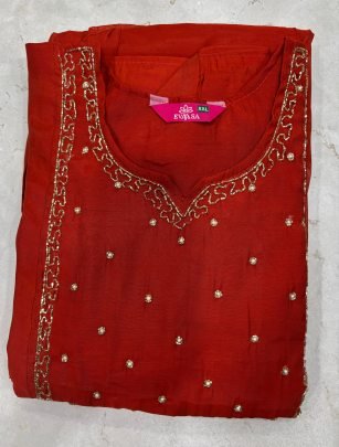 Handwork  Rust Orange  Colour Ready Made Suit