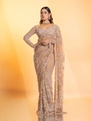 Heavy Butterfly Bollywood Style Net Saree With 5mm Sequin Embroidery And Designer Blouse