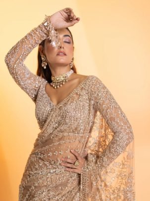 Heavy Butterfly Bollywood Style Net Saree With 5mm Sequin Embroidery And Designer Blouse