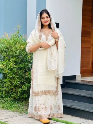 Heavy Crunchy Silk Embroidered Party Wear Suit With Pant And Dupatta