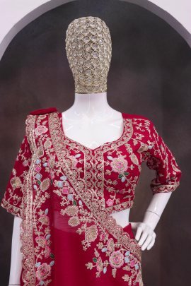 Heavy Crunshi  Silk rani Colour Lehenga Choli