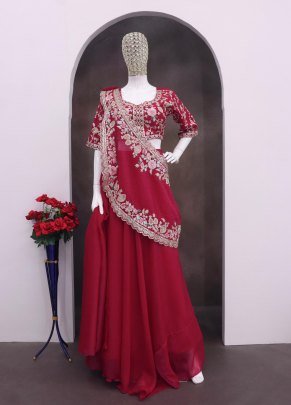 Heavy Crunshi  Silk rani Colour Lehenga Choli