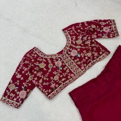 Heavy Crunshi  Silk rani Colour Lehenga Choli