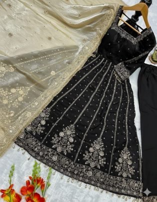 Heavy Fenddy Silk Fabric Black Colour Suit