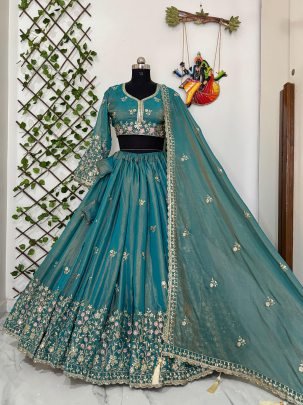 Heavy Fendy Silk Rama Colour Lehenga Choli