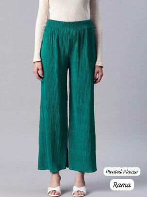 Heavy Lycra Pleated  Rama  Colour Plain Palazzo