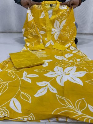 Heavy Maslin Fabric Yellow Co Ord Set