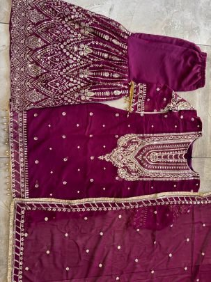 Heavy Moti Work  Wine Colour Gharara Suit