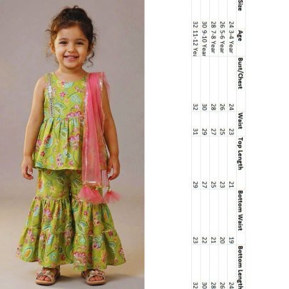 Heavy Rayon Mirror Work Lace Kids Sharara Suit