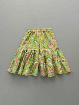 Heavy Rayon Mirror Work Lace Kids Sharara Suit