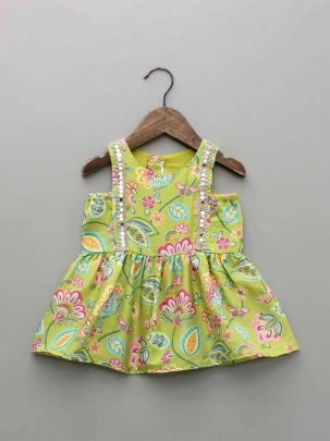 Heavy Rayon Mirror Work Lace Kids Sharara Suit