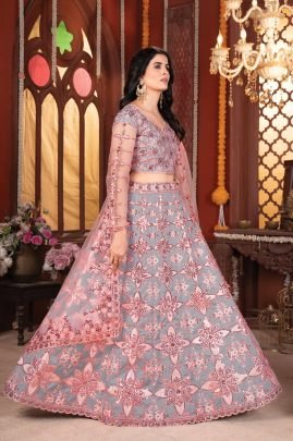 Heavy Sequins Work Mulberry Silk  Lehenga Choli With Dupatta