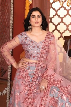 Heavy Sequins Work Mulberry Silk  Lehenga Choli With Dupatta