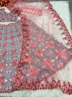 Heavy Sequins Work Mulberry Silk  Lehenga Choli With Dupatta