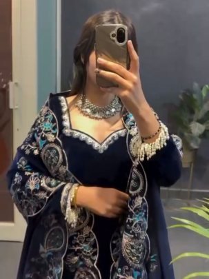 Heavy Viscose Velvet Blue Colour Suit