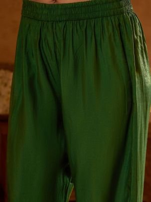 Heavy Work Green Colour Ready Made Suit