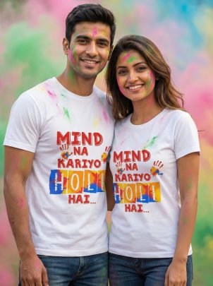 Holi Hain Printed White Unisex T Shirt