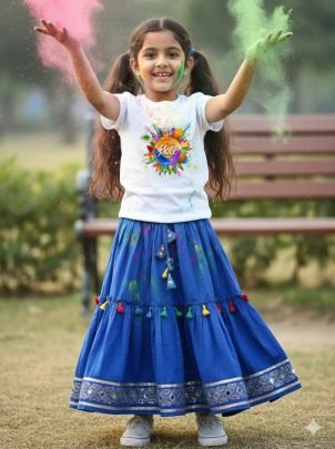 Holi Special Holi Printed Little Girl T Shirt