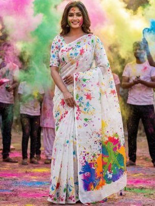 Holi Special Printed Sarees