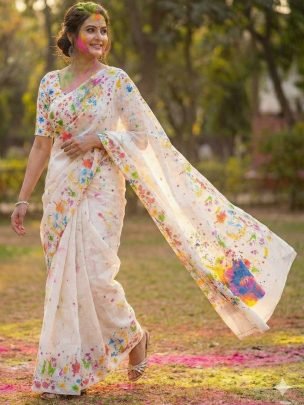 Holi Special Printed Sarees