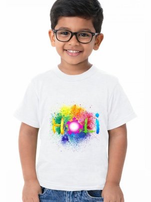Holi Special Soft Lycra Polyester Kids T Shirt