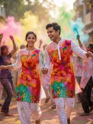 Holi Spicel  Digital Print Couple Combo