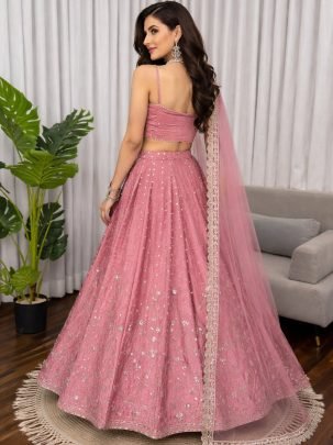 Japan Satin Fabric Baby Pink Colour Lehenga