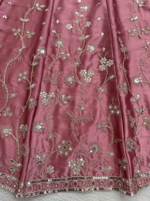 Japan Satin Fabric Baby Pink Colour Lehenga