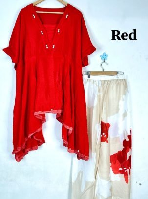 Kaftan Type Red Colour  Co Ord Set